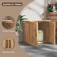Outsunny Tuinhuisje met dubbele deuren, magneetsluitingen, natuurlijk hout, 77B x 55D x 72H cm, bruin(m-5)