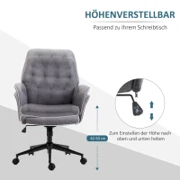 HOMCOM kantoorstoel bureaustoel in hoogte verstelbaar kantoor aan huis schuimstof donkergrijs(m-4)
