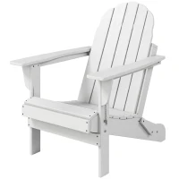 Outsunny tuinstoel, klapstoel, ergonomisch design, weerbestendig, kunststof, wit, 73 x 82 x 88 cm(m-14)