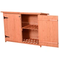 Outsunny Tuinhuis 3 vakken gereedschapsschuur gereedschapshuis asfaltdak massief hout(m-1)