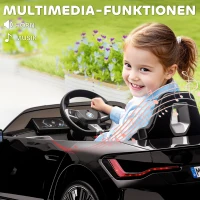 HOMCOM Kinderauto Elektroauto BWM i4 3-5 km/h Afstandsbediening Multimedia-speler Zwart(m-7)