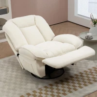 HOMCOM Relaxsessel, verstellbar, 104x100x102cm/164x76cm, Cremeweiß(m-2)