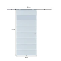 HOMCOM Glazen schuifdeur Schuifdeur Glazen deur Binnendeur gedeeltelijk gesatineerd 900 x 2050 mm(m-3)