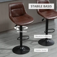 HOMCOM Set van 2 barkrukken, verstelbaar in hoogte, inclusief voetensteun, afmetingen 46,5 cm x 50 cm x 108 cm, zwart + bruin(m-5)