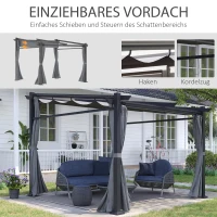 Pergola Outsunny 2,97 x 2,95 m, tuinpaviljoen met zonnekap, zijpanelen(m-5)