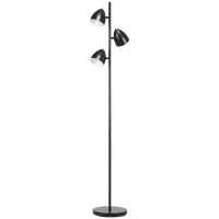 HOMCOM Stehlampe, Bodenlampe, 3 einstellbare Schirme, Metall, Schwarz(m-11)