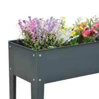 Outsunny Verhoogd bloembed plantenbak kruidenbed 3 afvoergaten bloembak met metalen poten(m-8)