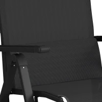 Outsunny Chaise longue pliable, transat bain de soleil inclinable avec dossier réglable sur 9 positions, coussin lombaire, noir(m-12)
