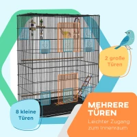PawHut Vogelkooi inclusief zitstokken, vogelspeelgoed, uitneembare vloerbak, zwart(m-4)