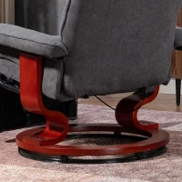 HOMCOM Fauteuil relax inclinable repose-pieds réglable pivotant 360° piètement bois tissu aspect lin gris(m-12)