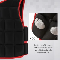 HOMCOM 20 kg trainingsvest gewichtsvest met dubbele banden Oxford zwart + rood(m-4)