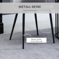 HOMCOM Set van 2 eetkamerstoelen keukenstoel gestoffeerde stoel fluweel metaal grijs(m-6)