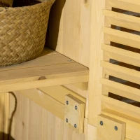 Outsunny tuinkast houten gereedschapsschuur 4 vakken met asfalt dak naturel(m-9)