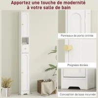 HOMCOM Meuble colonne salle de bain, meuble de rangement, 2 portes, tiroir, compartiment ouvert, étagère réglable, blanc(m-6)