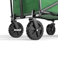 Outsunny Chariot à roulettes pliable chariot de transport à roulettes charge 40 kg poignée ajustable 83 x 50 x 99 cm vert foncé(m-12)