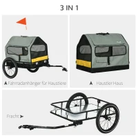 PawHut Hondenkar Fietskar Huisdierkar, 1 Vlaggetje, voor honden tot 10 kg, Groen + Zwart(m-4)