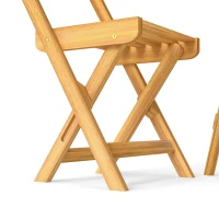 Outsunny Ensemble de Bistrot 3 Pièces Pliable en Bois d'Acacia avec Table Ronde et 2 Chaises, san Montage, 60x60x75cm, Naturel(m-13)