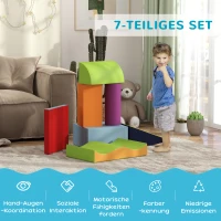 HOMCOM Schaumstoff-Bausteine für Kinder, fördern Kreativität, Kunstleder, 40x40x20 cm, Mehrfarbig, 1-3 Jahre(m-4)