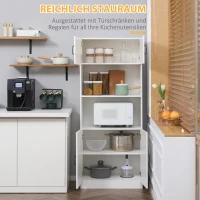 HOMCOM Keukenkast Keukenbuffet Kast, landelijke stijl, 2 kasten, 2 planken, 70 cm x 40 cm x 170 cm Wit + Zwart(m-4)