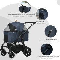 PawHut 2-in-1 design hondenbuggy, opvouwbare hondentas, donkerblauw(m-7)