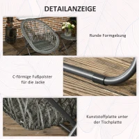 Outsunny Tuinmeubelset, 3-delig, rotanlook, 2 stoelen, 1 tafel, inklapbaar, Grijs(m-7)