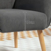 HOMCOM Polstersessel, Wohnzimmersessel mit Steppung, weicher Bezug in Samtoptik, bis 120 kg, Grau(m-9)