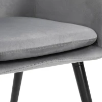 HOMCOM Esszimmerstühle in ansprechendem Design, Metallstruktur, Holzbeine, Grau, 120 kg belastbar(m-8)