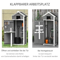 Outsunny gereedschapsschuur met deur dak gereedschapsschuur klaptafel grijs vurenhout(m-6)
