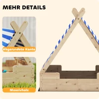 AIYAPLAY Sandkiste für Kinder, Sandkasten mit wetterfestem Zeltdach, für 3 Kinder im Alter von 3-6 Jahren, 120 x 120 x 126,5 cm(m-7)