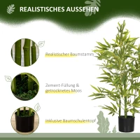 HOMCOM Kunstboom, kunstplant, 5 stammen, 504 bladeren, stevige pot, kunststof(m-4)