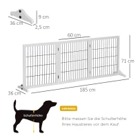 PawHut hondenomheining grenen wit 185 x 36 x 71 cm(m-3)
