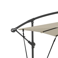 Outsunny Parasol déporté, parasol de jardin extérieur, Toile ajustable, 8 baleines, base en croix et manivelle, 2,5 x 2,5 m, kaki(m-11)