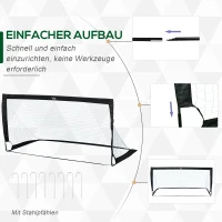HOMCOM Voetbaldoelen Voetbalnet set van 2 minidoelen opvouwbaar staal zwart 186 x 90 x 89 cm(m-4)