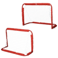 HOMCOM Voetbaldoelen Voetbalnet set van 2 mini doelen opvouwbaar staal rood 90 x 36 x 60 cm
