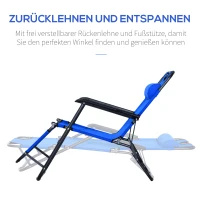 Outsunny Ligbank ligbed strandstoel ligbank voor buiten inklapbaar met kussen strand(m-4)