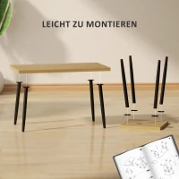 HOMCOM 2er-Set Kaffeetische, Großer und kleiner Tisch mit Metallrahmen und Holzplatte, Flexible Couchtische, Naturholz(m-6)