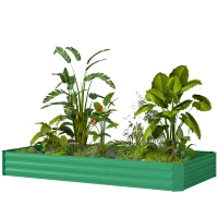 Outsunny Jardinière extérieure carré potager galvanisée avec bordure de sécurité et fond ouvert 240 x 120 x 30 cm vert(m-12)