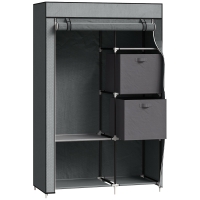 HOMCOM Opvouwbare stoffen kledingkast met 1 kledingstang, 6 planken, 102 x 42,5 x 162,5 cm, grijs