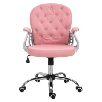 Vinsetto Ergonomische kantoorstoel directiestoel gestoffeerde rugleuning PU roze(m-11)