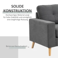 HOMCOM Hoekbank in Scandinavisch design, met knoopdetail, massief hout, linnenlook, Grijs(m-7)