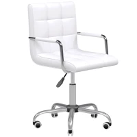 HOMCOM Bureaustoel draaistoel kruk met wielen draaibare kruk werkkruk stoel fauteuil directiestoel(m-10)