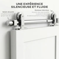 HOMCOM 152CM Quincaillerie porte coulissante de grange, rail porte coulissante de 76 cm de large, épaisseur 30 mm, argenté(m-5)