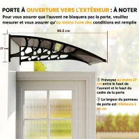 Outsunny Auvent de Porte d'Entrée, Toit Marquise de Porte Extérieur en Polycarbonate et Profil Aluminium, 103x96,5cm, Marron(m-7)