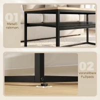 HOMCOM Salontafel met Opbergruimte, modern industrieel, 2 planken & verstelbare poten, eiken(m-5)