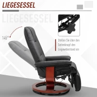 HOMCOM TV fauteuil verstelbare fauteuil kunstleder 360 ° draaistoel, kantelbare houten voet(m-4)