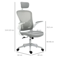 Vinsetto kantoorstoel ergonomische bureaustoel met kantelfunctie hoofdsteun grijs(m-3)