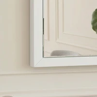 HOMCOM Miroir mural rectangulaire 50 x 70 cm, cadre en bois blanc, idéal pour la salle de bain, salon ou chambre(m-12)