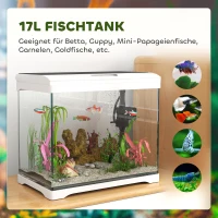 PawHut Aquarium, 17 L Tropenfischaquarium, leichte Pflege, klare Sicht, mit LED-Leuchten, 35L x 21B x 31H cm, Weiß+Schwarz(m-5)
