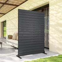 Outsunny Écran de Confidentialité, Panneau Décoratif HDPE avec Support et 6 Panneaux, Noir, 120 x 174 cm(m-2)