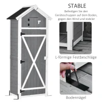 Outsunny gereedschapsschuur met deur dak gereedschapsschuur klaptafel grijs vurenhout(m-5)